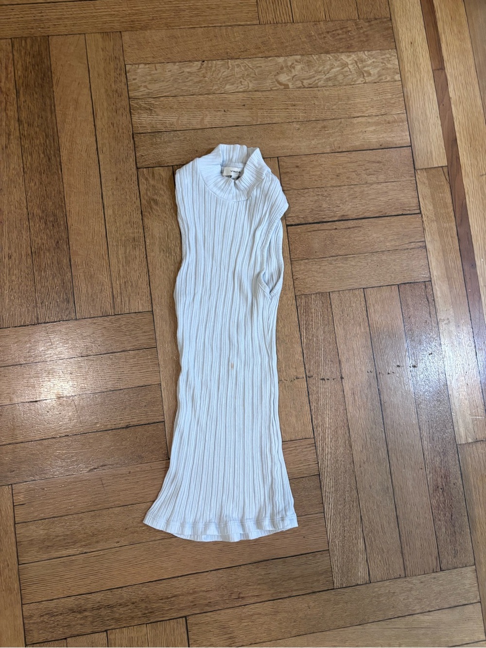 Vince Ribbed Mock Neck Tank in Powder Blue